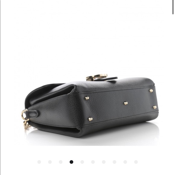 Dollar Calfskin Interlocking G Top Handle Shoulder Bag Black - Picture 3 of 10